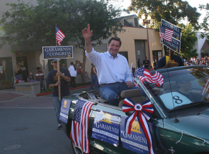 John Garamendi, grandson of Basque immigrants, waves to well wishers in Antioch, Calif. Photo from his campaign website.