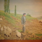 The mural of a sheepherder tending his flock recalls the Basque traditions