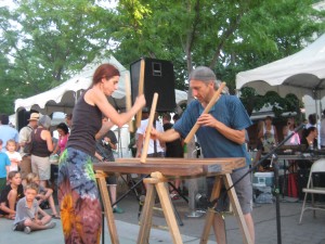 A duo plays the ancient Basque instrument txalaparta for Jaialdi in Boise.