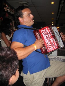 Andoni Larrauri breaks out in song at Bar Gernika during Jaialdi.