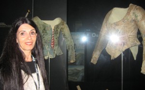 Costume designer Ane Albisu with the exhibit she prepared.