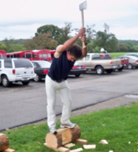 Wood chopping was featured at the Rhode Island Basque Club Picnic. Photo: courtesy of the club.