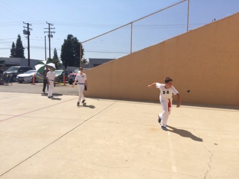 Young men play handball at the Basque restaurant Centro Basco