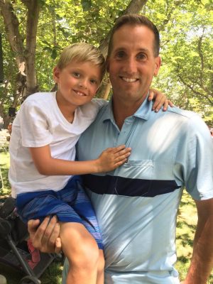 Basque father with his son at Basque festival