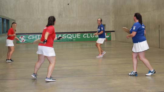 Bakersfield women play against San Francisco women in paleta goma.