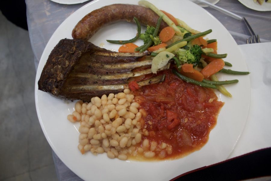 Basque dish with rack of lamb, beans and salsa