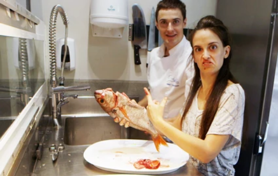 Irene Peralta  with Basque chef Daniel Lopez in 