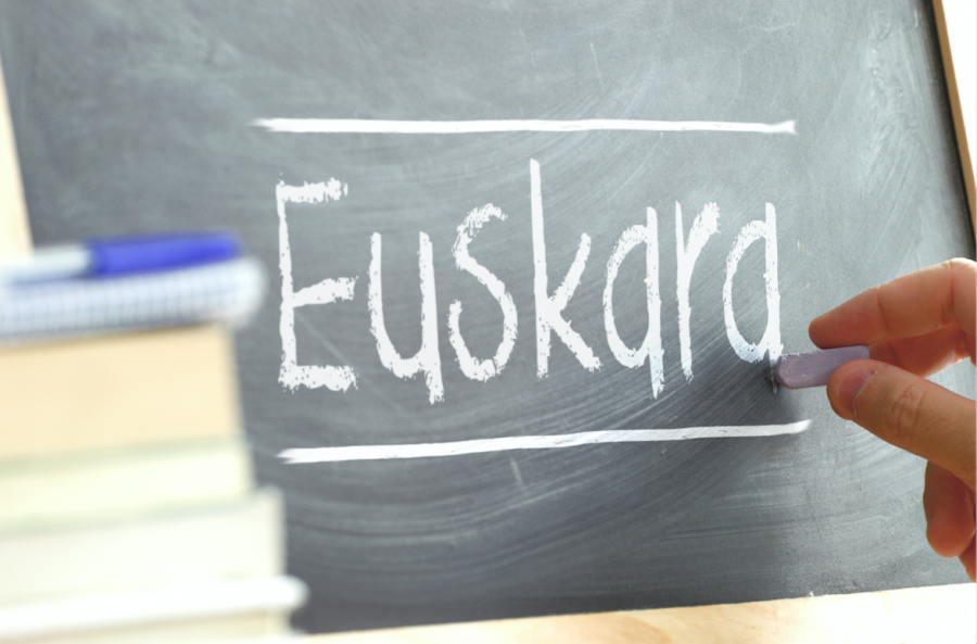 Euskara written on a blackboard; the Basque language