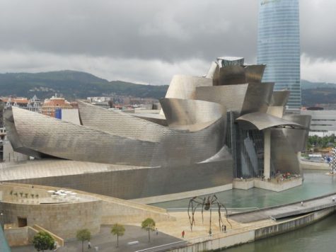 The metallic facade of the Guggenheim Museum in Bilbao