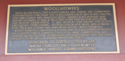 Historic plaque at Wool Growers Restaurant