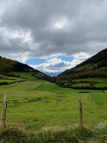 Green hills surround the town of Gorriti in the Basque Country.