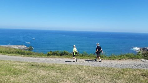 Walking along the Camino de Santiago near Zumaia