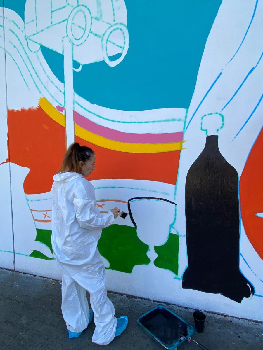 Community members helped paint the new Basque mural in Reno, Nev.
