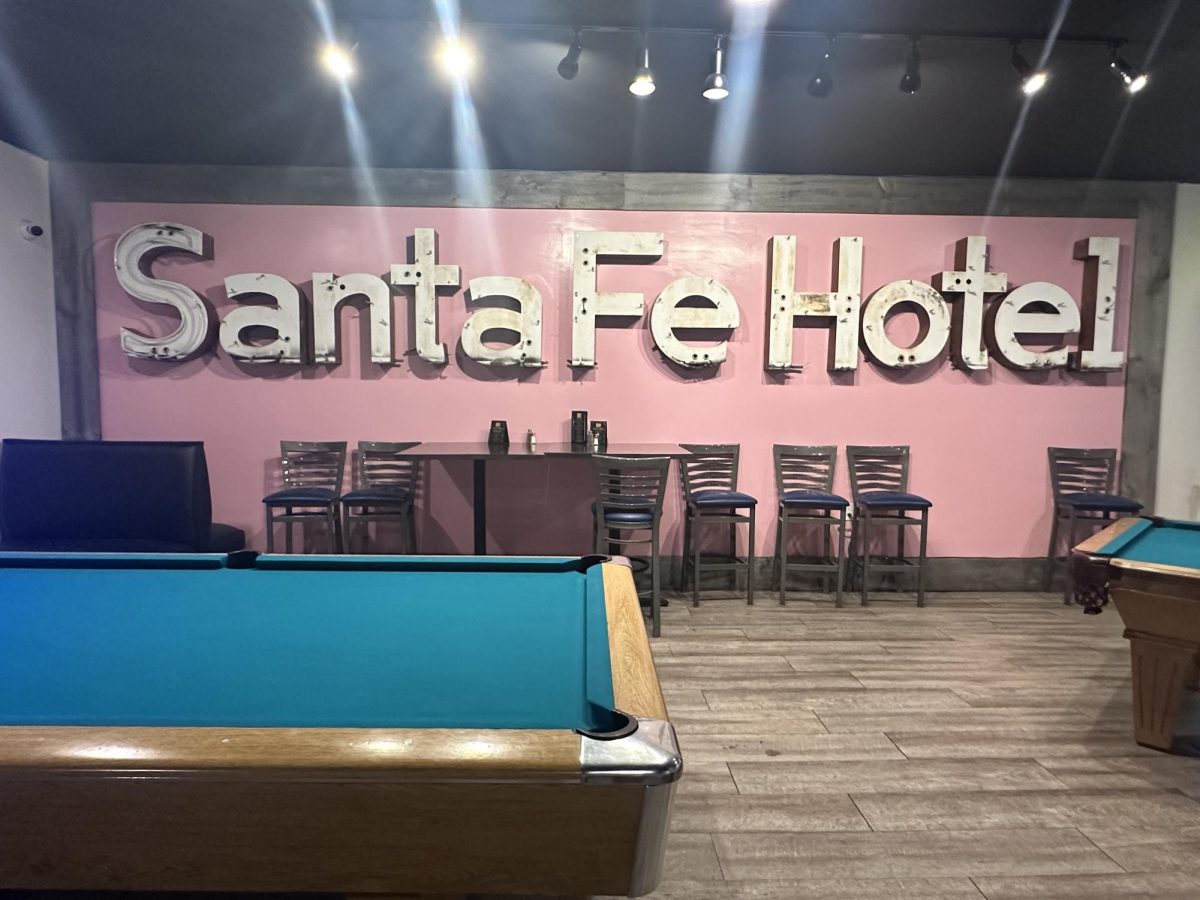 The Santa Fe Hotel sign has been preserved.