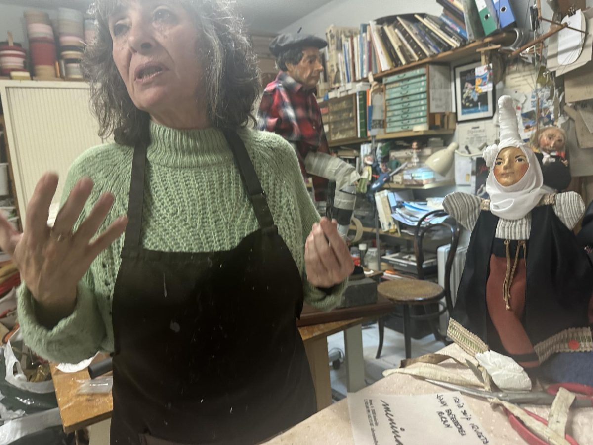 Artist Idoia Seijo at her marionette studio Menina in  the old town of Hondarribia, Gipuzkoa
