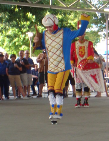 Rose Queen Vanessa Manjarrez dancing a traditional Basque dance.