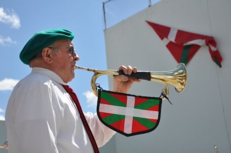 Georges Petrissans plays the bugle for the club klika. Photo by Linda Iriart