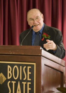 Pete Cenarrusa at the Boise State reception. Photo: Carrie Quinney, Boise State University.