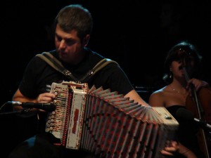 Kepa Junkera Junkera plays his trikitixa (diatonic accordion).