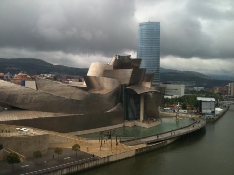 The Guggenheim Museum alongside the river, in Bilbao, Spain