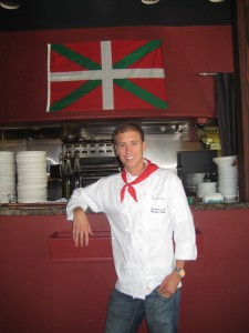  Noblia hung the ikurriña over the kitchen in his restaurant.