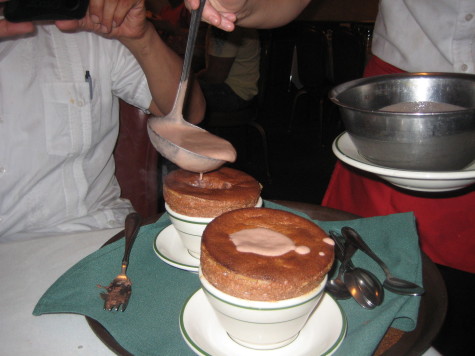 Chocolate souffle served at Benji's Basque restaurant in Bakersfield