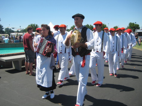 Musicians and dancers marching