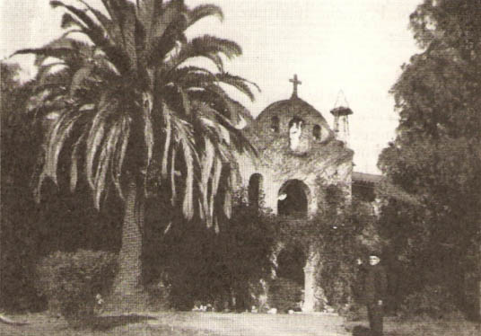 Father Espelette in front of Montebello Monastery