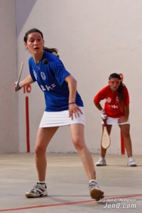 Women battle it out in paleta goma at the Boise fronton. Photo by Jon C. Hodgson - BasquePhotos.com