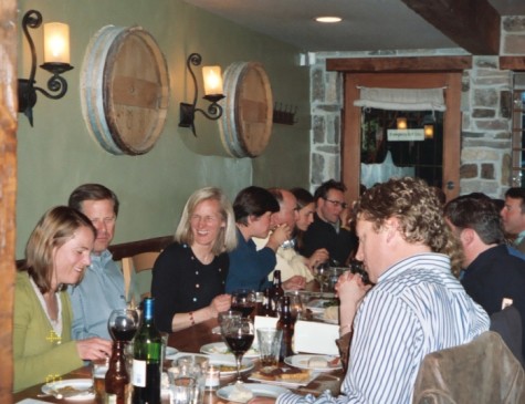 People sitting around table at Harvest Vine, Basque restaurant, Seattle, WA